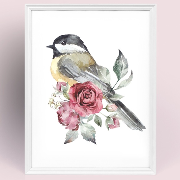 Chickadee Bird Wall Art Print Poster Illustration Unframed - Picture 10 of 10